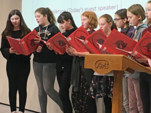 S1 choir singing the school song at James Gillespie's High School