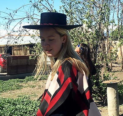 Eva in traditional costume in Chile